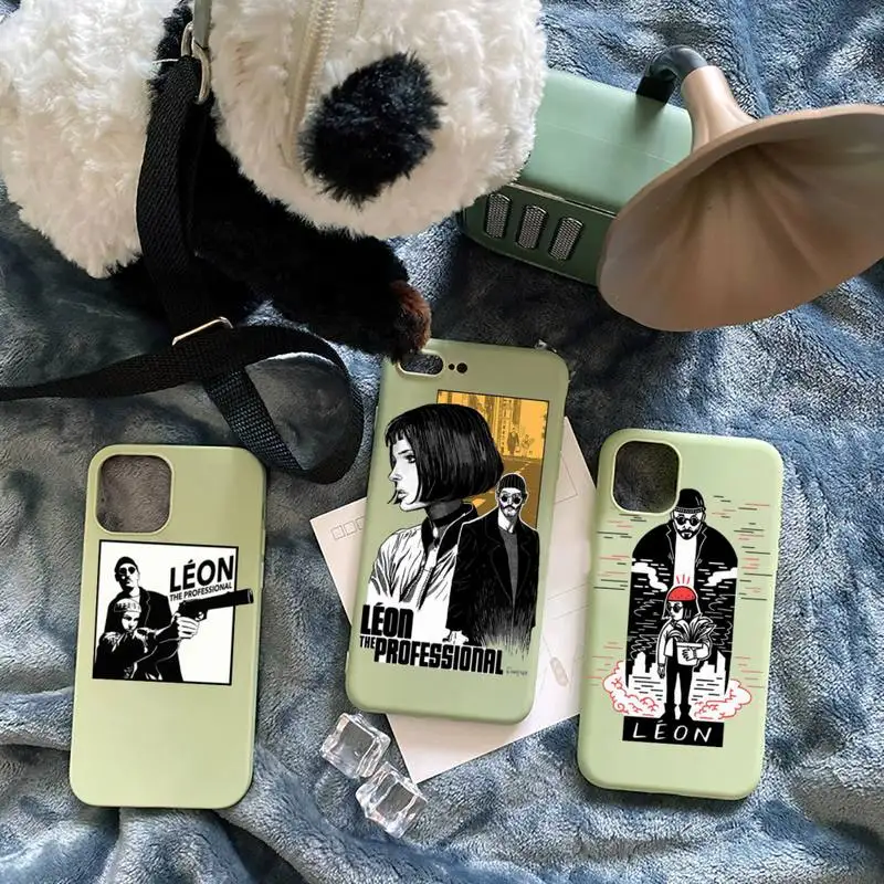 

Leon the Professional Phone Case Green Candy Color for iPhone 11 12 mini pro XS MAX 8 7 6 6S Plus X SE 2020 XR