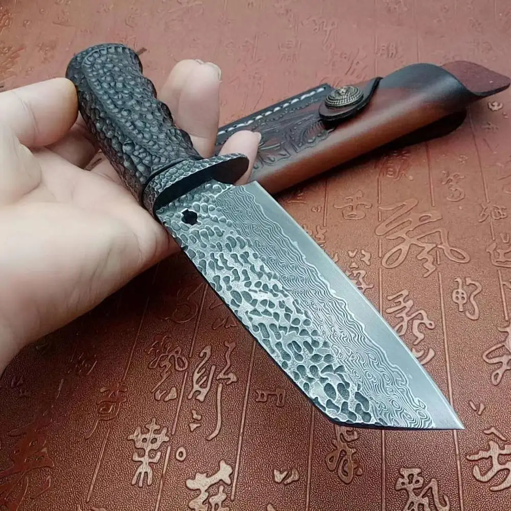 Дамасская сталь складная ковка 76 слоев красивой текстуры Самурай 60 HRC VG10 ручной