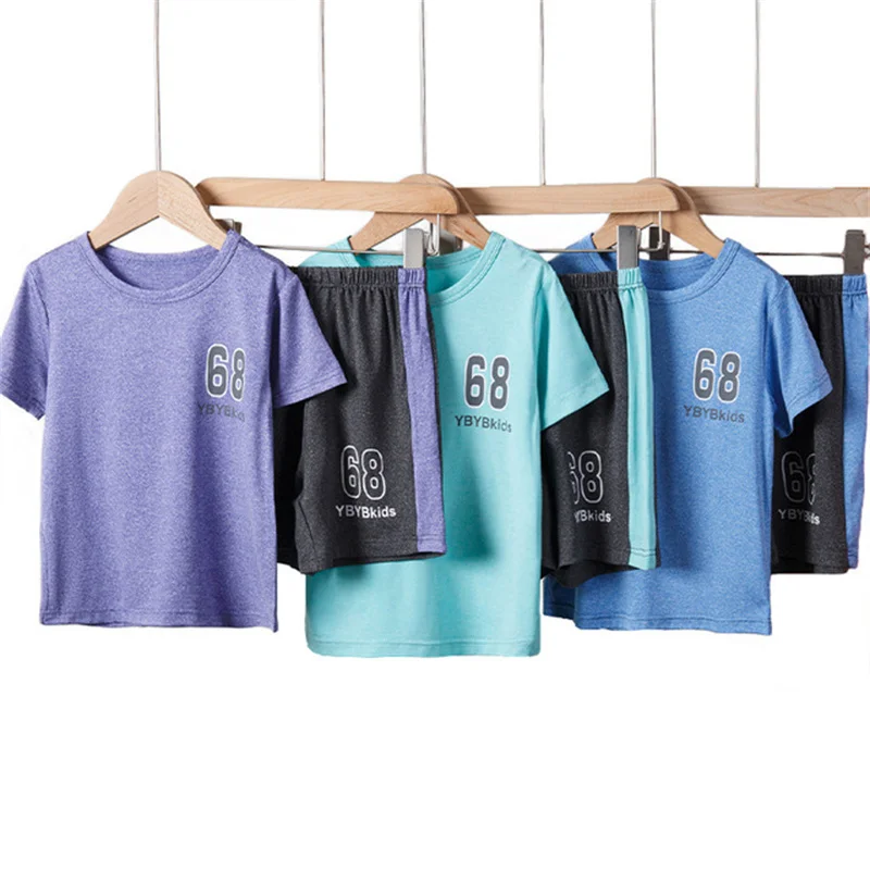 

Лето 2022, комплекты одежды для мальчиков, быстросохнущие детские спортивные костюмы, детские спортивные костюмы, футболка + шорты, комплекты одежды для маленьких девочек