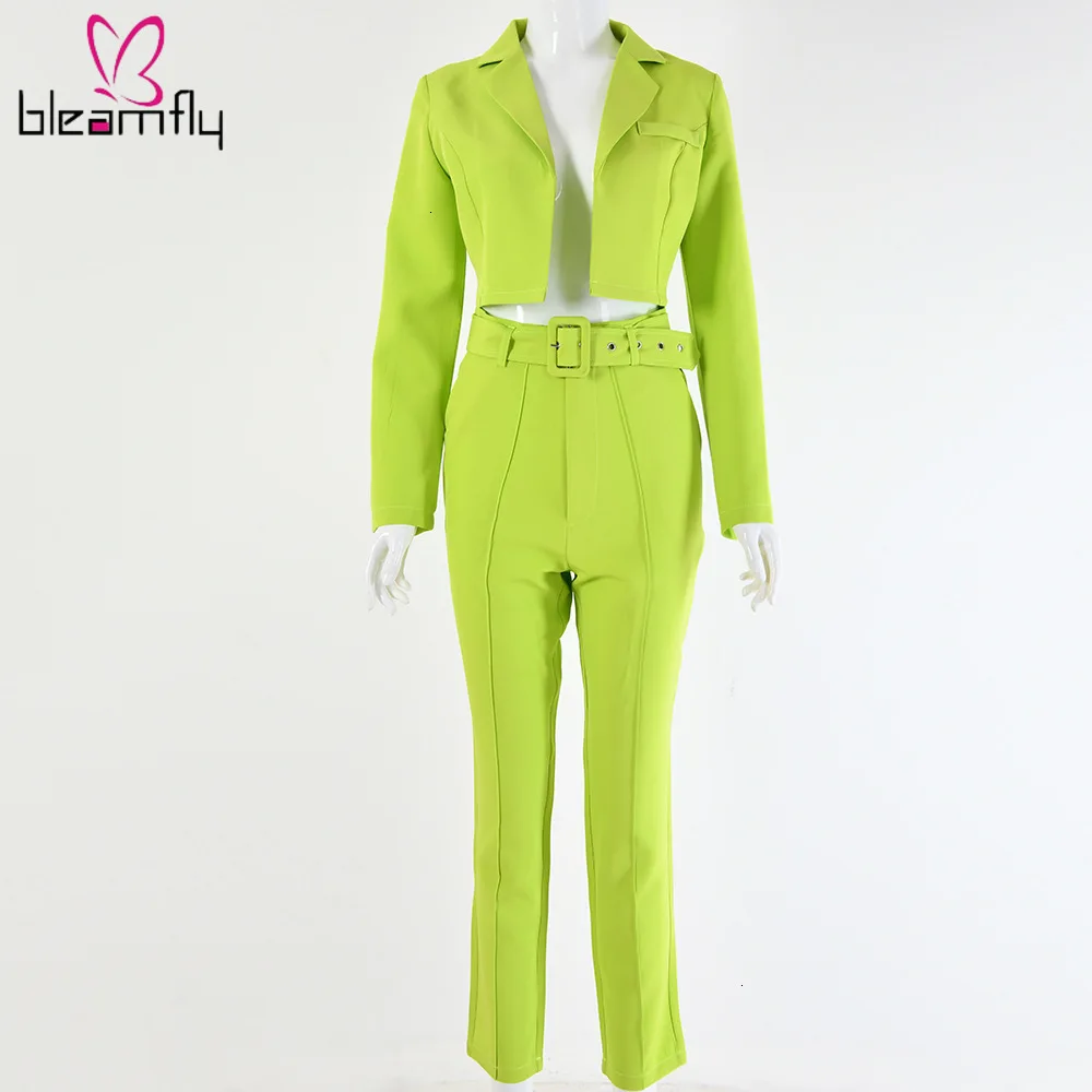 BleamFly повседневные женские костюмы офисные комплекты флуоресцентный неоновый