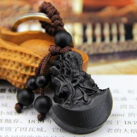 car keychains lucky jewelry ebony carved buckle pendant to ward off bad luck insulation fortune dragon axe ebony key chain rings