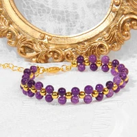 4mm natural stone beads wrap bracelet golden ball chain braided bracelet handmade adjustable rope wristbands women men jewelry