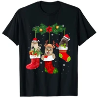 cats in christmas sock funny pajamas family cat lover gifts t shirt xmas vacation tee tops