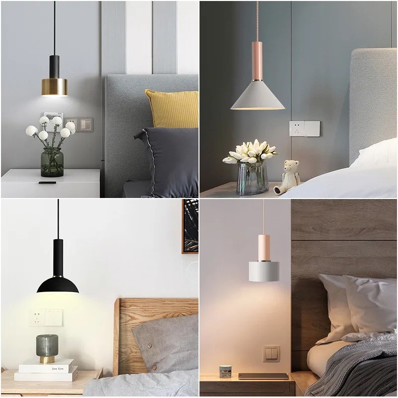 

Nordic Bedroom Bedside Chandelier Modern Living Dining Room Porch Loft Pendant Lamp Industrial Decorative Led Lighting Fixtures