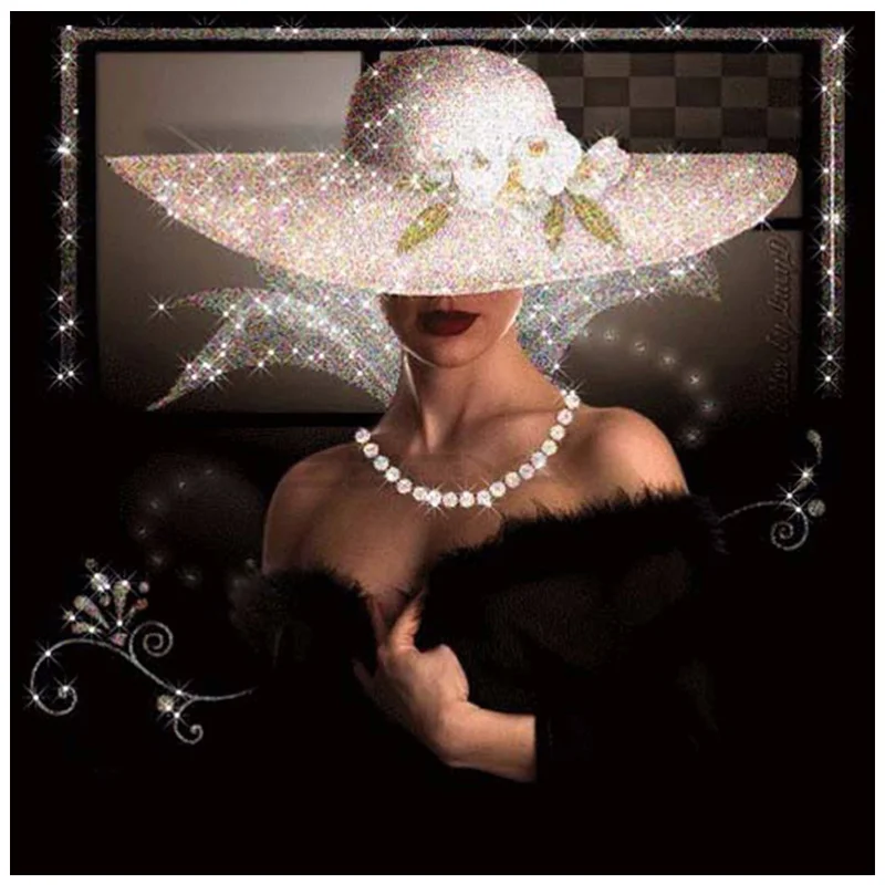 

5D DIY diamond embroidery diamond mosaic character diamond painting oil painting hat girl cross stitch full painting art gift