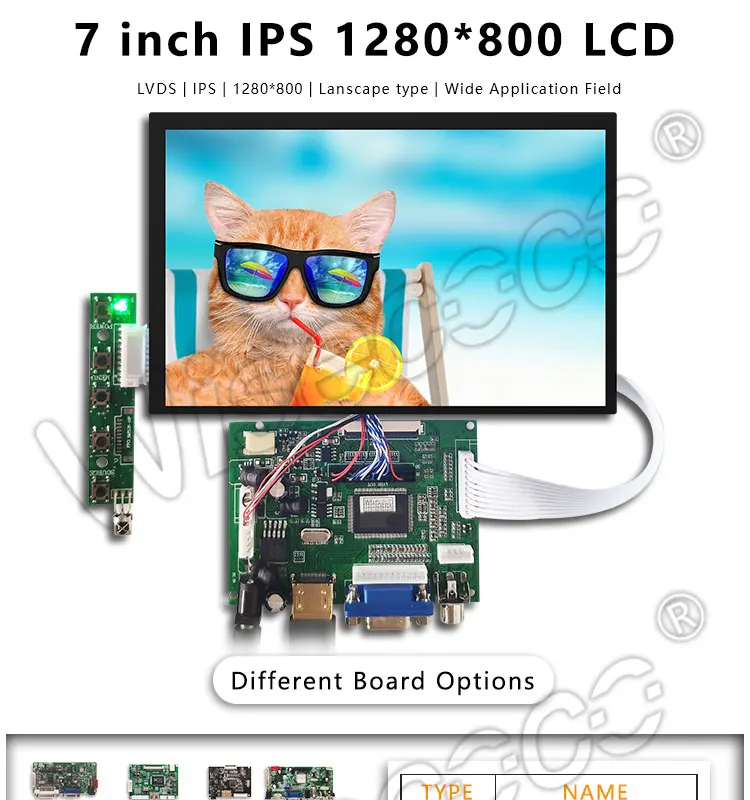 Wisecoco 7 дюймов ips сенсорный ЖК дисплей 1280*800 экран для raspberry pi N070ICG-LD1 с HDMI+ VGA+ 2AV драйвер платы