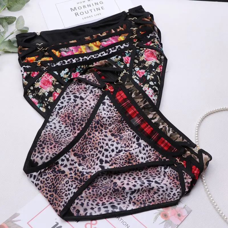 Сексуальное тонкое мягкое дышащее ледяное шелковое леопардовое нижнее белье