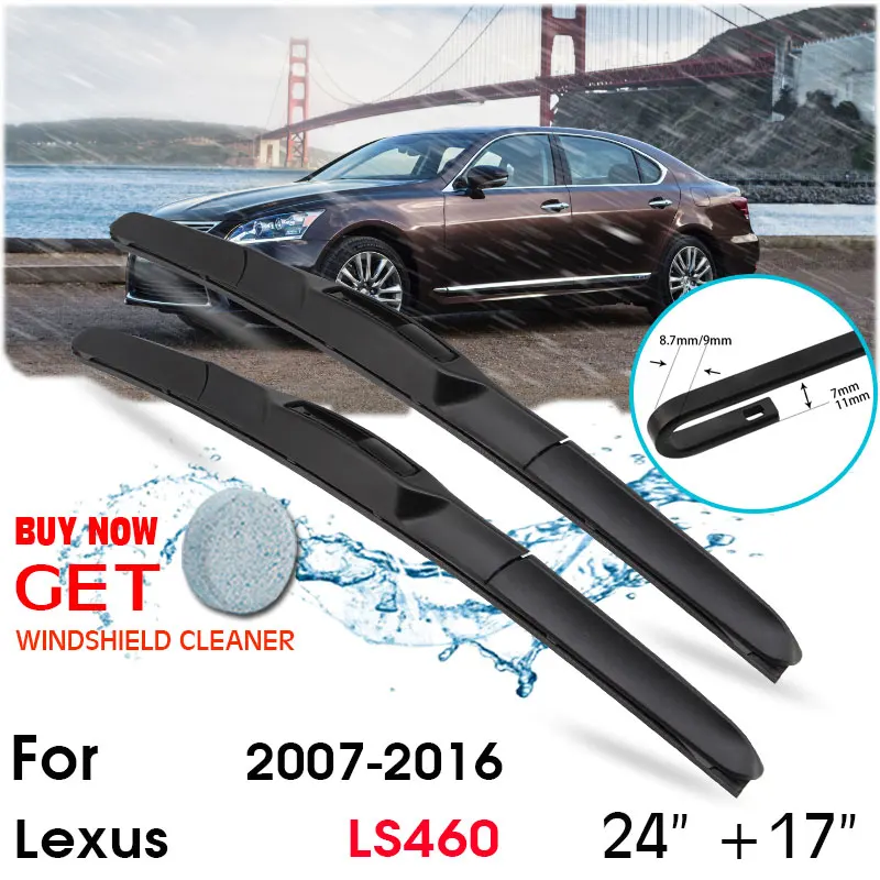 

Car Wiper Blade Front Window Windshield Rubber Silicon Refill Wipers For Lexus LS460 2007-2016 LHD/RHD 24"+17" Car Accessories
