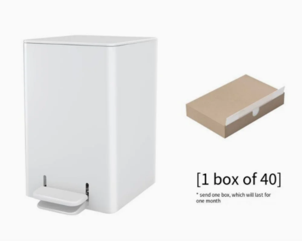 

Creative Automatic Bag Changing Trash Can Pedal Sealed Household Kitchen With Lid White Garbage Can For Bedroom White Dustbin