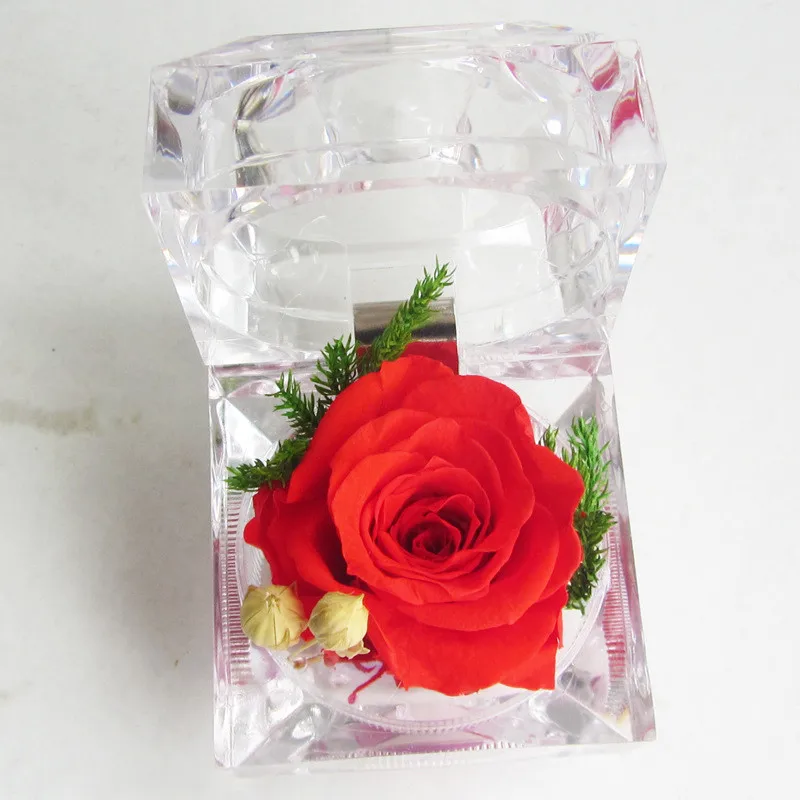 Meldel Immortal Preserved Rose Flower Real Rose Fresh Flowers Decorations Crystal Box Wedding Valentines Birthday Creative Gifts