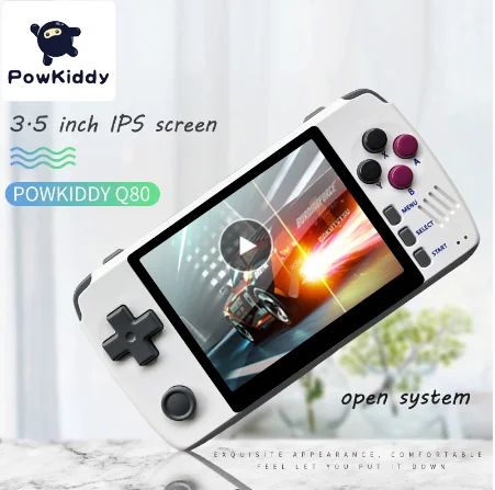 Игровая консоль Powkiddy q80 в стиле ретро 3 5 дюйма IPS экран 1000 + игр симулятор PS1 память
