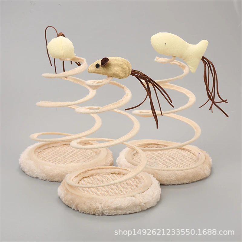 Pet Cat Turntable Toy Simulation Mouse Scratching Plate Spring Cat Plush Mouse Ball Fish Play Toys Scratcher Plate Pets Gatos