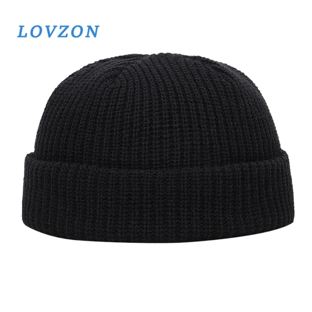 

LOVZON Winter Knit Mens Hat Skullcap Men Beanie Hat Winter Short Brimless Baggy Melon Cap Docker Fisherman Knitted Hat Couples