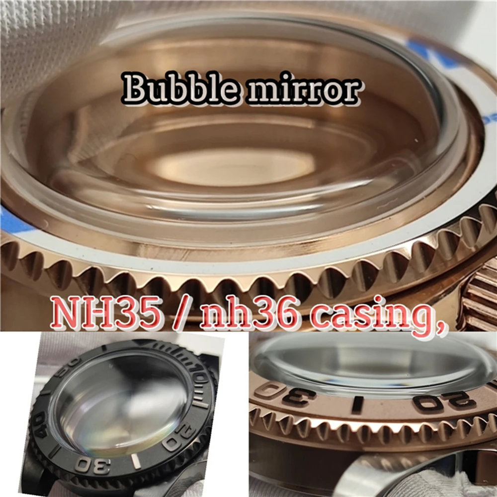 Bubble Mirror 41mm Watch Case for NH35A Movement Diving Yacht Shell Hardened Convex Case for NH35 NH36 NH39 NH38