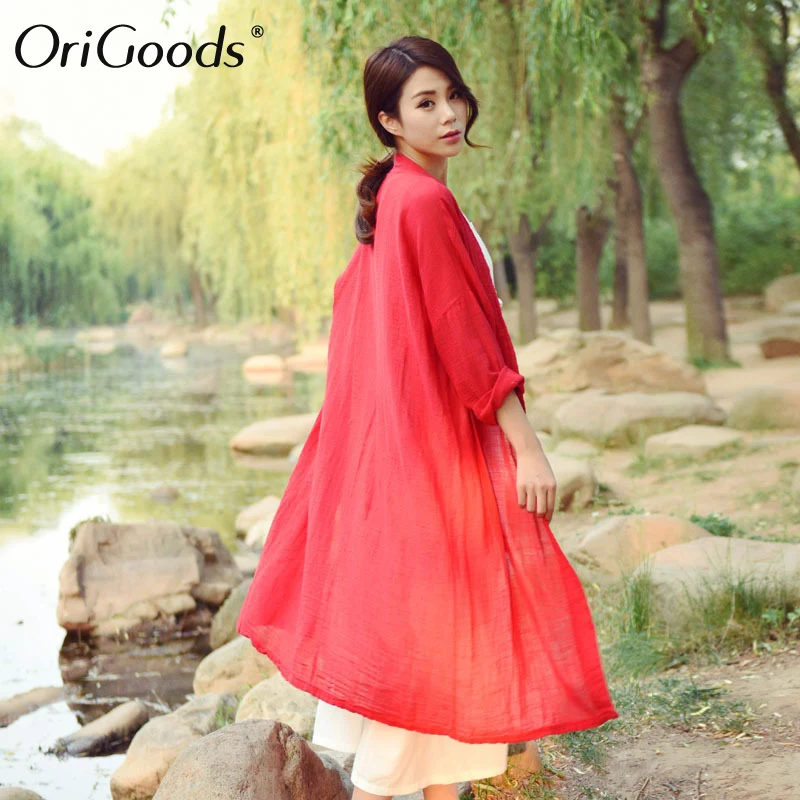 Женская Длинная блузка-кимоно в винтажном китайском стиле | одежда