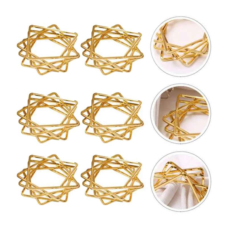 10Pcs Polygon Star Design Napkin Rings Metal Holders For Wedding Birthday Party Decorations Gold | Дом и сад