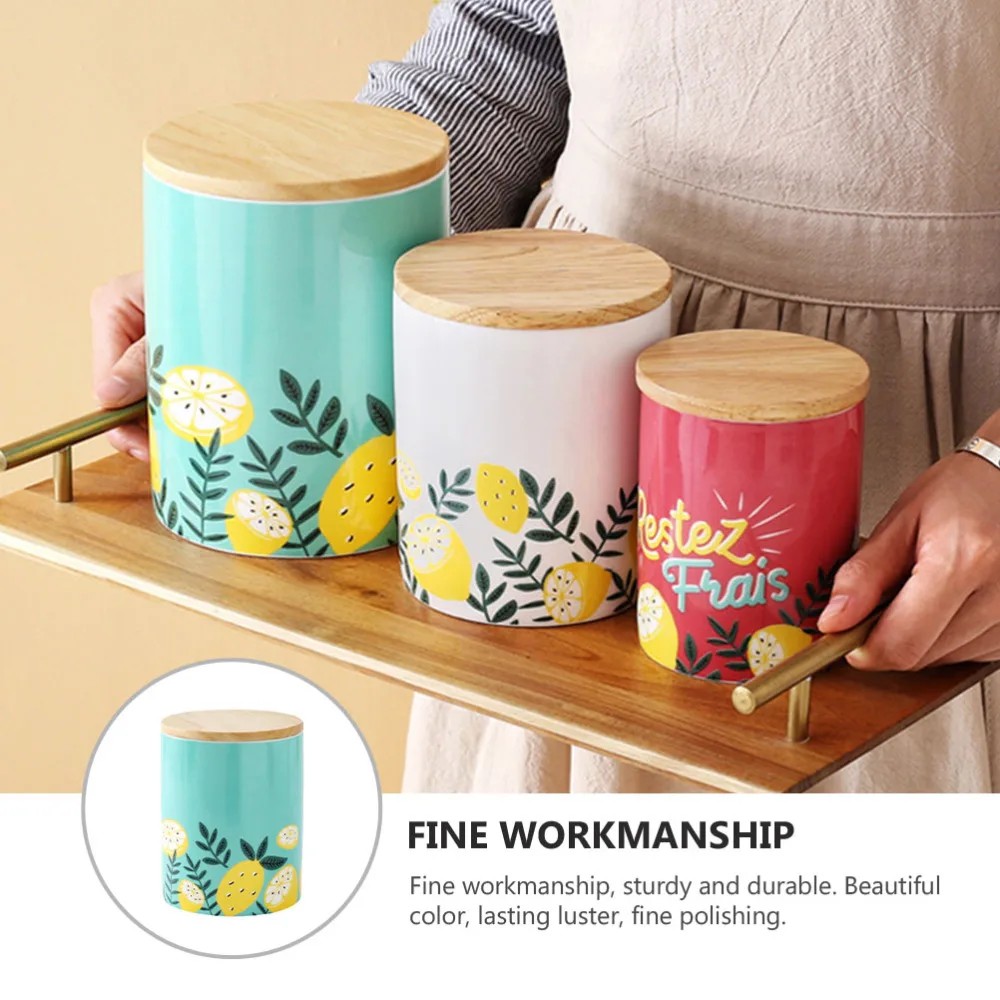 

1Pc Ceramic Lidded Tea Canister Decorative Creative Tea-leaf Sealed Jar for Home