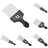 3 size black professional fist afro metal comb african hair pik comb brush salon hairdressing hairstyle styling tool
