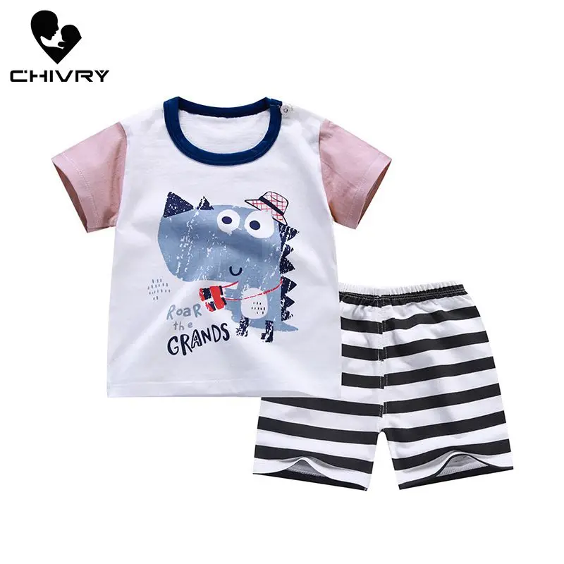 Новинка 2020 комплекты детской одежды для мальчиков летняя Милая футболка с