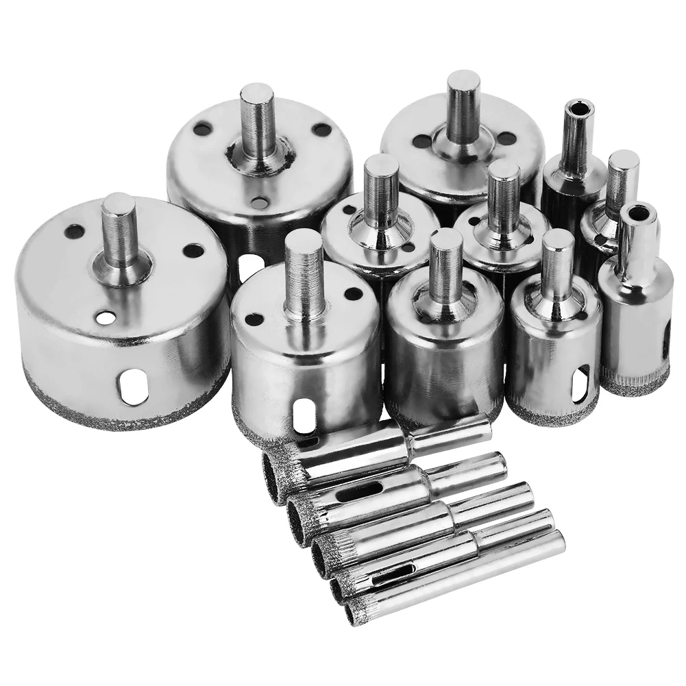 

16Pcs/Lot 6-50mm Diamond Hole Saw Tile Drill Bit Ceramic Glass Coated Marble Tool Glass Cutter Drilling Marble Hole Saw Set Tool