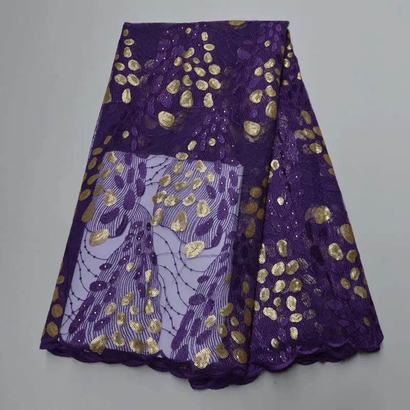 

2020 Latest French Tulle Lace with Sequins Embroiderey French African Lace Fabric Nigeria Mesh Lace Fabric For Wedding