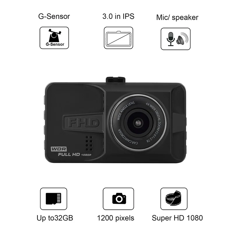 Dash Cam Автомобильный видеорегистратор 3 дюйма HD 1080P Автомобильная камера рекордер автоматическая камера dvr EDR Dashcam с датчиком движения ночного видения G