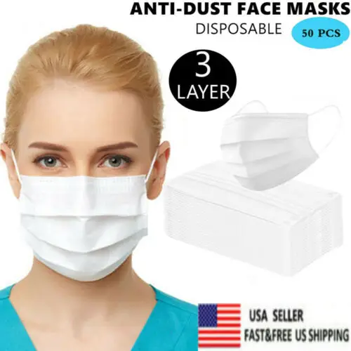 5 шт одноразовые маски белые 3 слойные для лица рта нетканые противопылевые маска