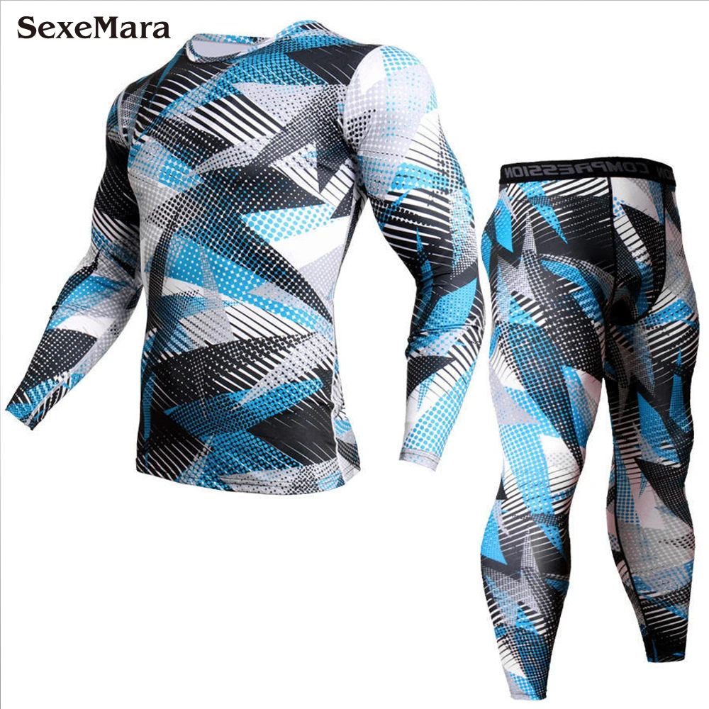 

New Men's Compression Camouflage Sports Suit Training Fitness Active Jogging shirt Trousers Running Of Thermal Underwear For Men