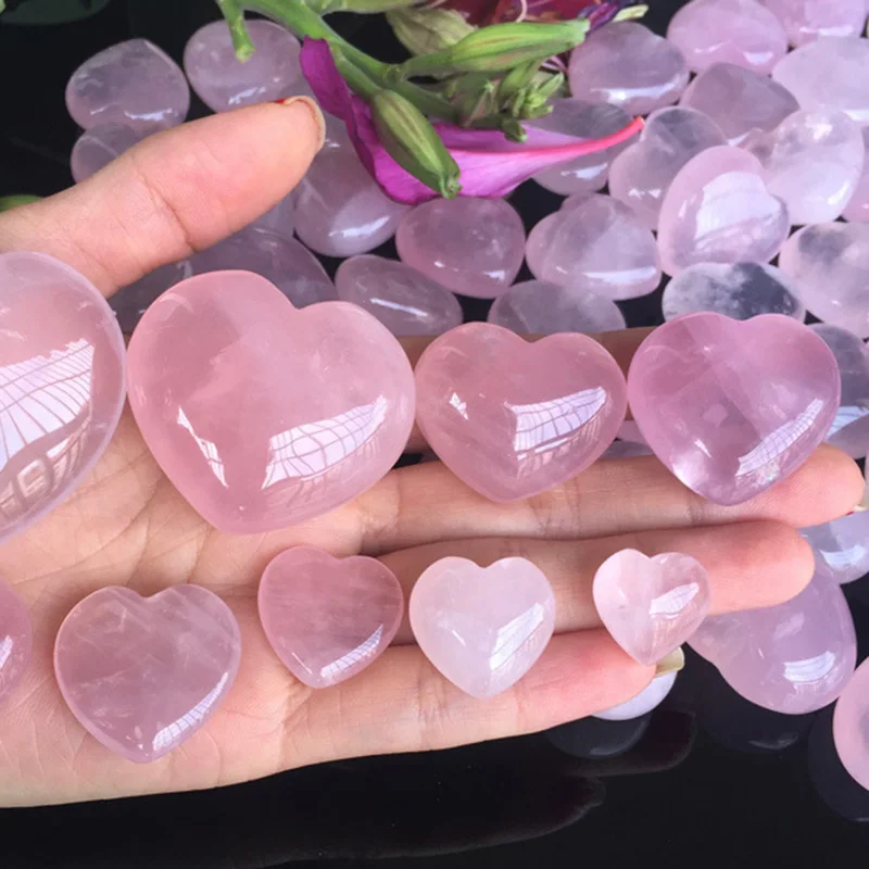 1PCS Natural Rose Quartz Crystal Pink Heart Shaped DIY Making Necklace Pendant Jewelry Gift Home Decoration | Дом и сад