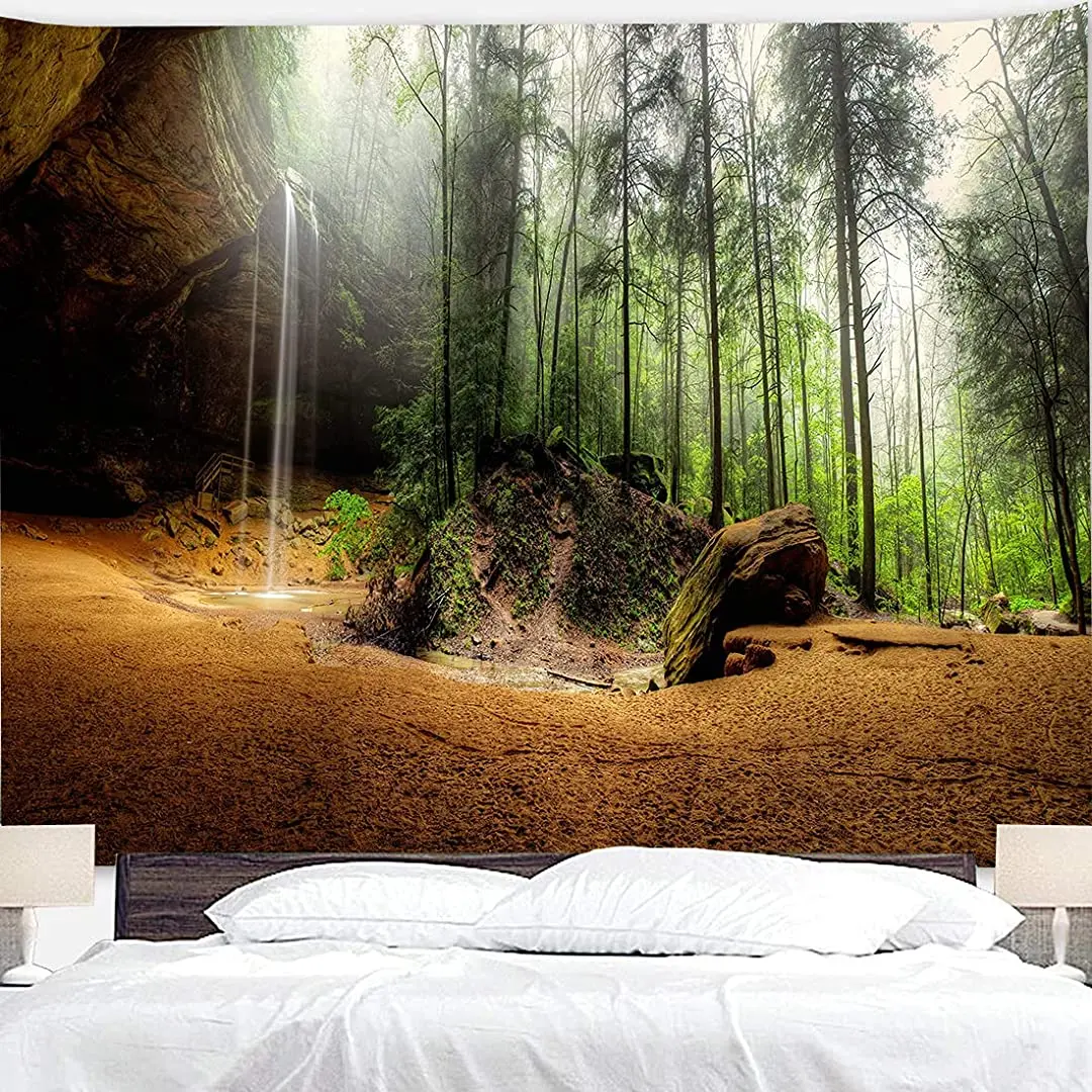 

Green Tropical Wetland Forest Cave Wall Hanging Tapestry Decor Living Room Bedroom for Home Decoration Tapestries Wall Blanket
