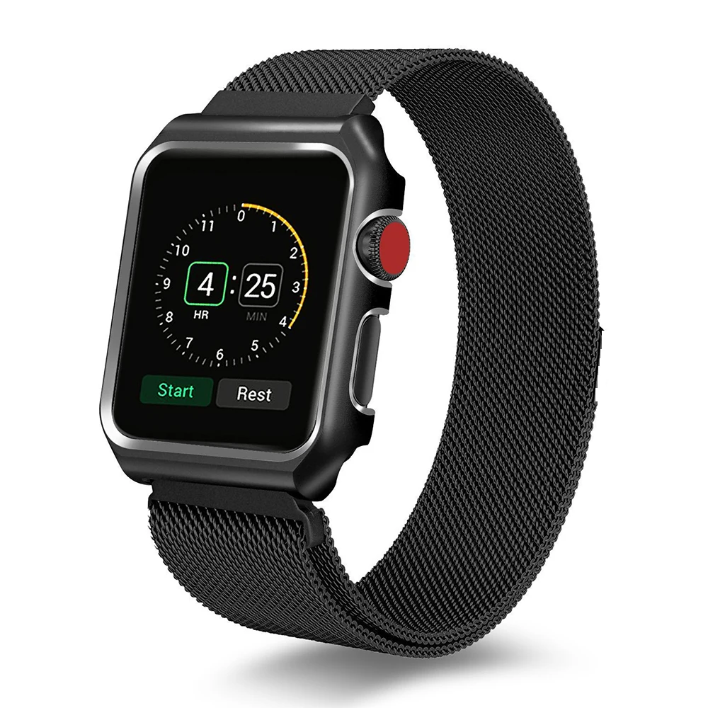 Mlianese Loop ремешок+ металлический чехол для Apple Watch 3 2 1 ремешок 42 мм 38 мм крышка Iwatch 5 4 ремешок 44 мм 40 мм браслет аксессуары для часов