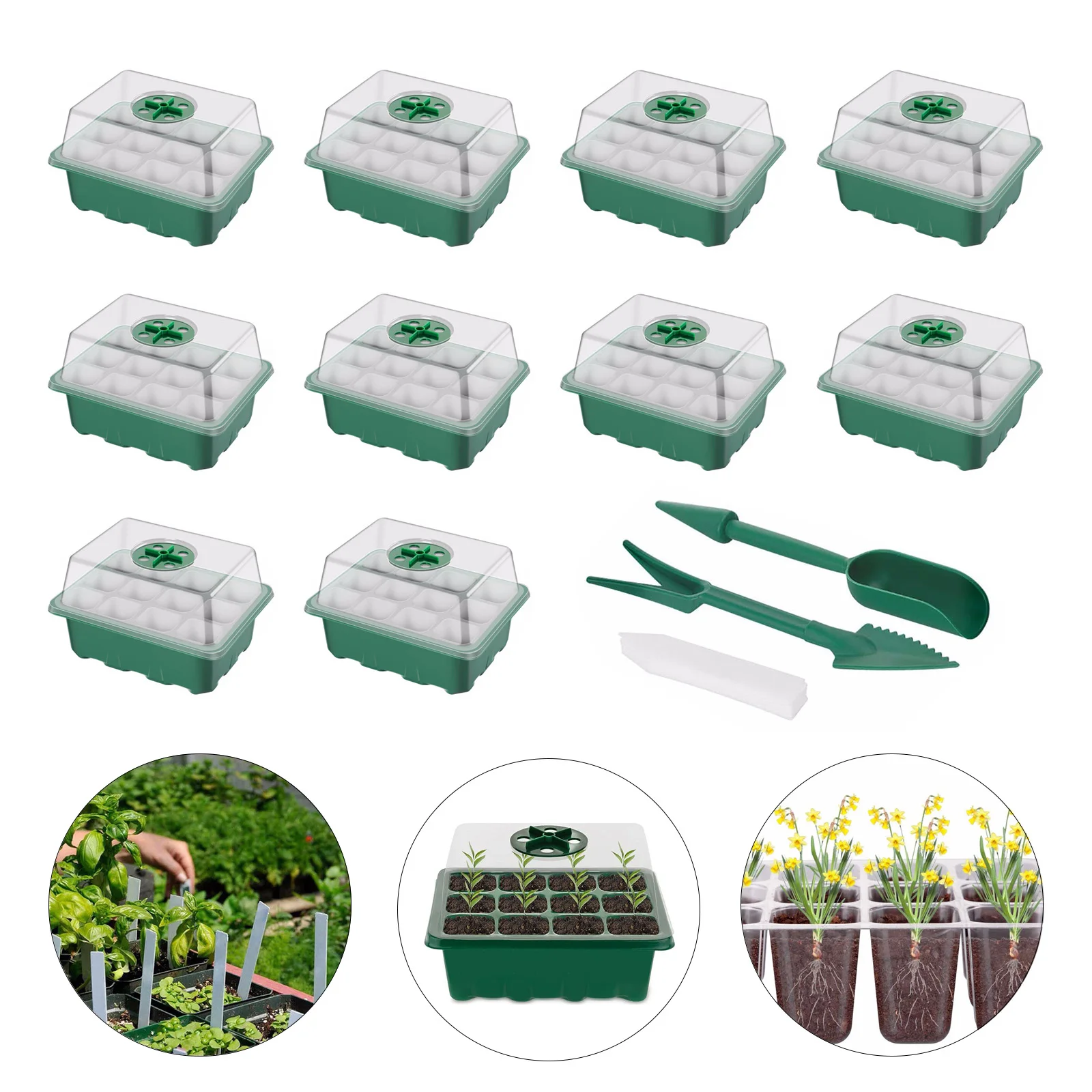 

12 отверстие горшки для рассады посадки семян набор лотков завод ящик для проращивания кассета для рассады растут коробки для садово-огород...