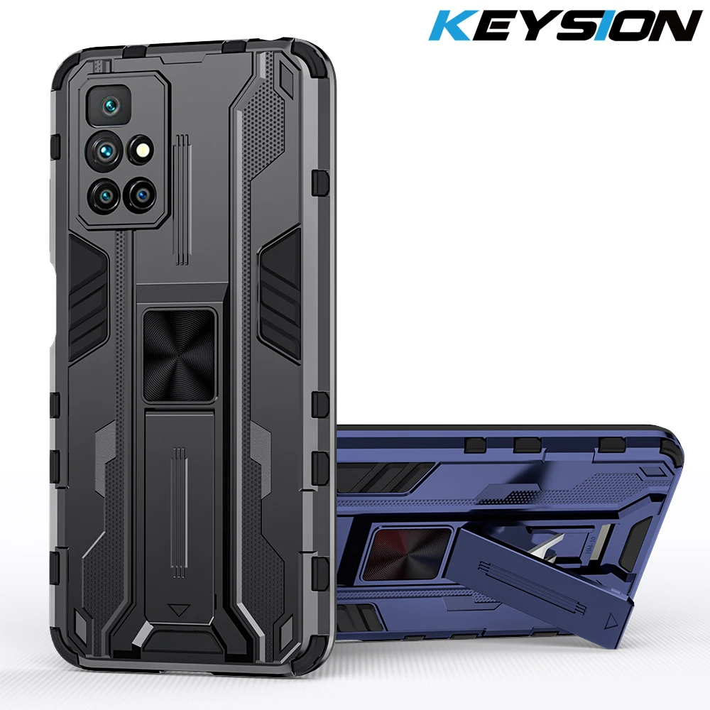 

KEYSION Shockproof Case for Redmi 10 10 Prime Note 10 Pro 10T 5G Stand Phone Back Cover for Xiaomi POCO F3 GT X3 GT NFC M3 Pro