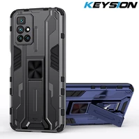 keysion shockproof case for redmi 10 10 prime note 10 pro 10t 5g stand phone back cover for xiaomi poco f3 gt x3 gt nfc m3 pro