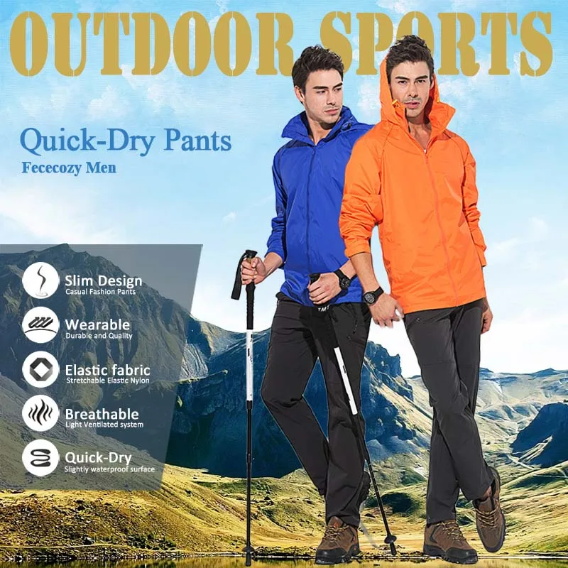 Мужские летние светильник удобные быстросохнущие брюки Facecozy эластичные