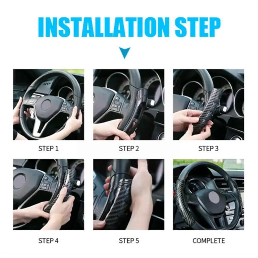 

Carbon Fiber Automobile Anti Slip Sleeve Car Steering Universal Wheel 3 Non-Slip Accessories Booster Cover Color W5G9
