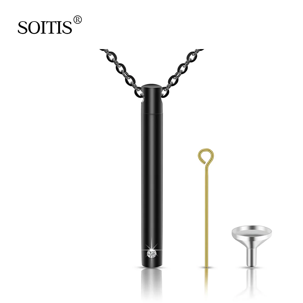 

SOITIS 5Pcs/Lot High Quality Cylinder Crystal Pendant Decoration Keepsake Openable Cremation Ash Fillabled Necklace