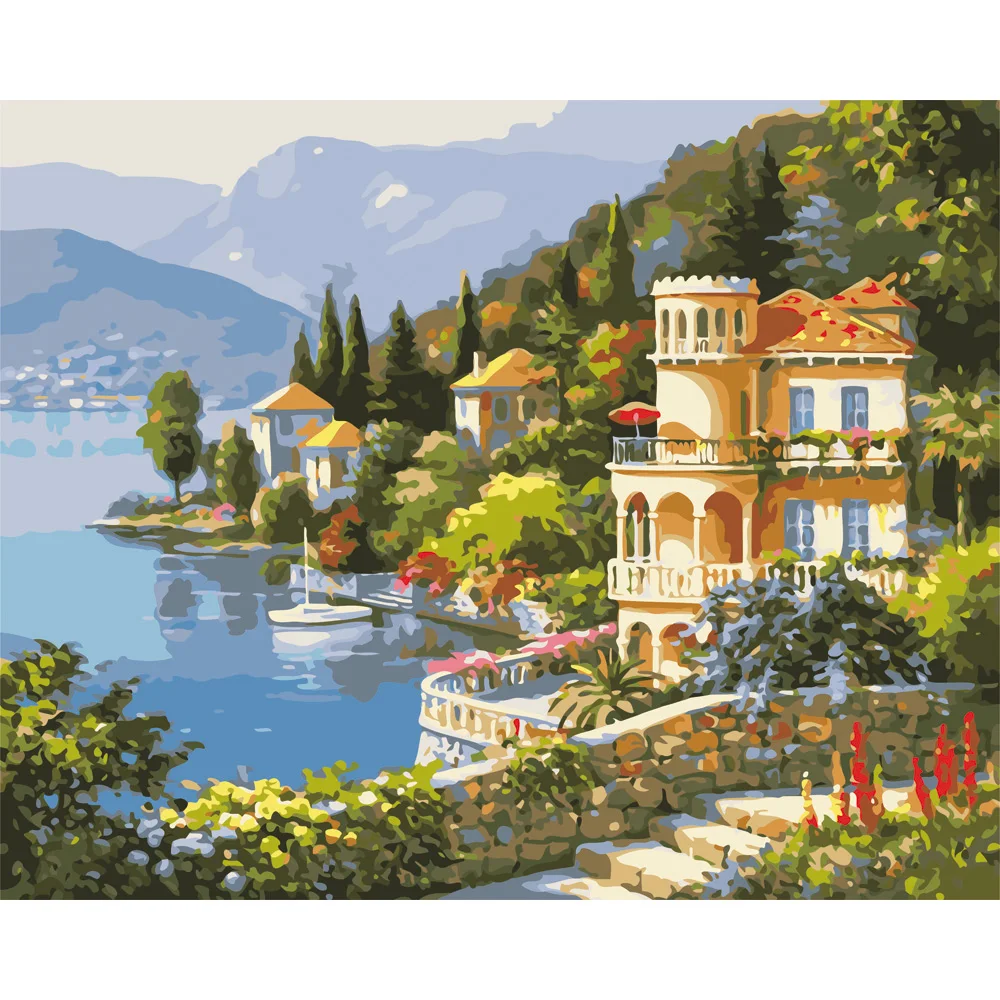 

Paint By Numbers for Adults Children Harbor Landscape Oil Painting HandPainted Drawing on Canvas Home Decor Gift