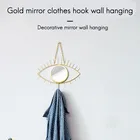 Креативное зеркало для макияжа в форме глаза с золотой отделкой, декоративное зеркало с ювелирным крючком, настенное украшение-ABUX