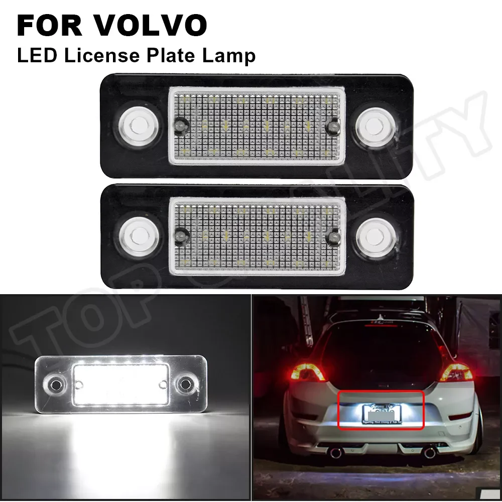 

2 шт. без ошибок для Volvo C30 2008 2009 2010 2011 2012 2013, высокая яркость светодиодный ная подсветильник номерного знака, лампа номерного знака