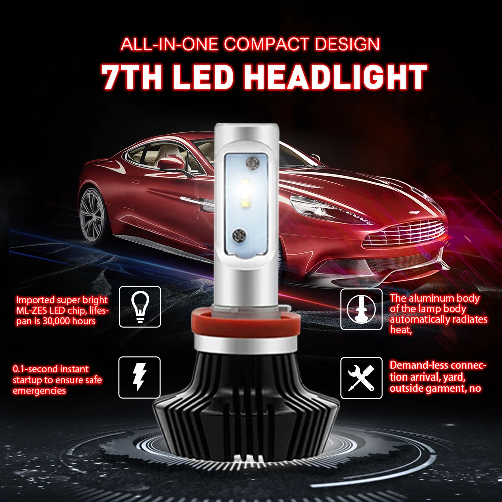 Светодиодные лампы для автомобильных фар Xenplus без вентилятора H4 H11 H3 H7 H8 880 9004 9005/HB3