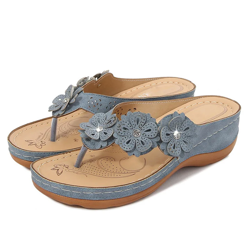 

New Wedges Sandals Open-toe Wedge Ladies Comfortable Female Rome Shoes Casual PU Footwear Plus size