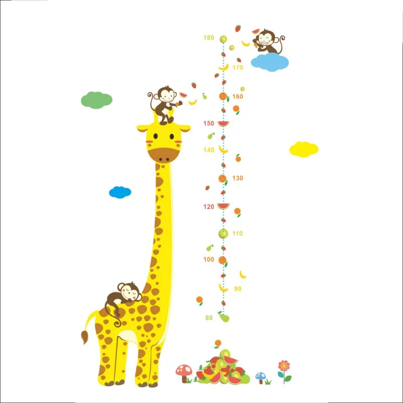 

Children Height Measure Decal Cartoon Wall Sticker Cute Growth Chart Giraffe Mural Children's Learning Education Room Animal