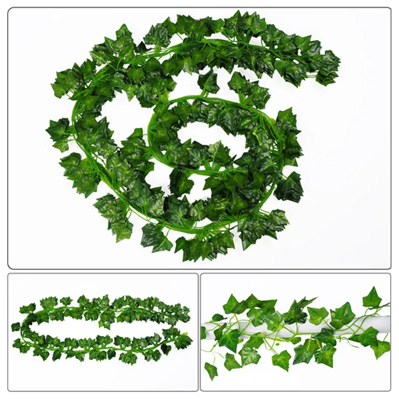 

12 Pcs 2M Artificial Hanging Vine Plant Leaves Plastic Home Garden Wall Wedding Decoration M56