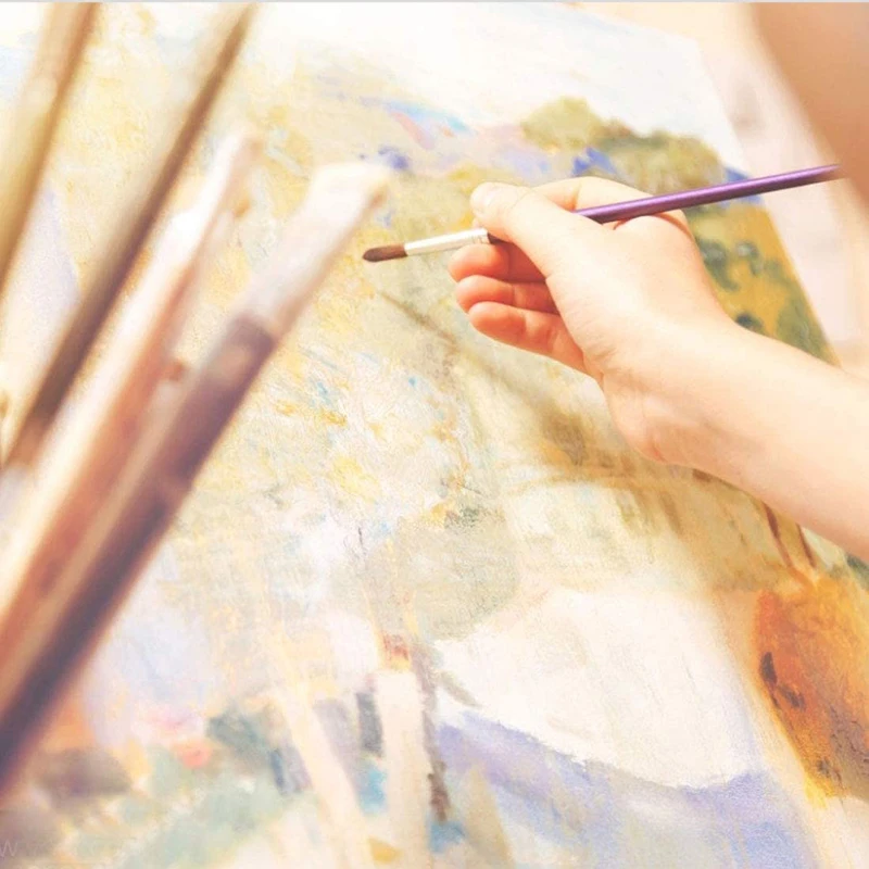 

10Pcs Paint Brushes Set Nylon Hair Painting Brush Short Rod Oil Acrylic Gouache Brush Watercolor Pen Professional Art Supplies