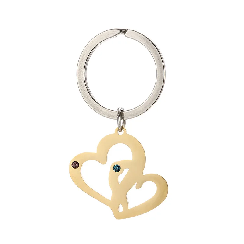 

Hollow Heart Pendant with Rhinestone Key Chain Stainless Steel Charm Keyholder/key Fob/key Accessories for Couple 20pcs