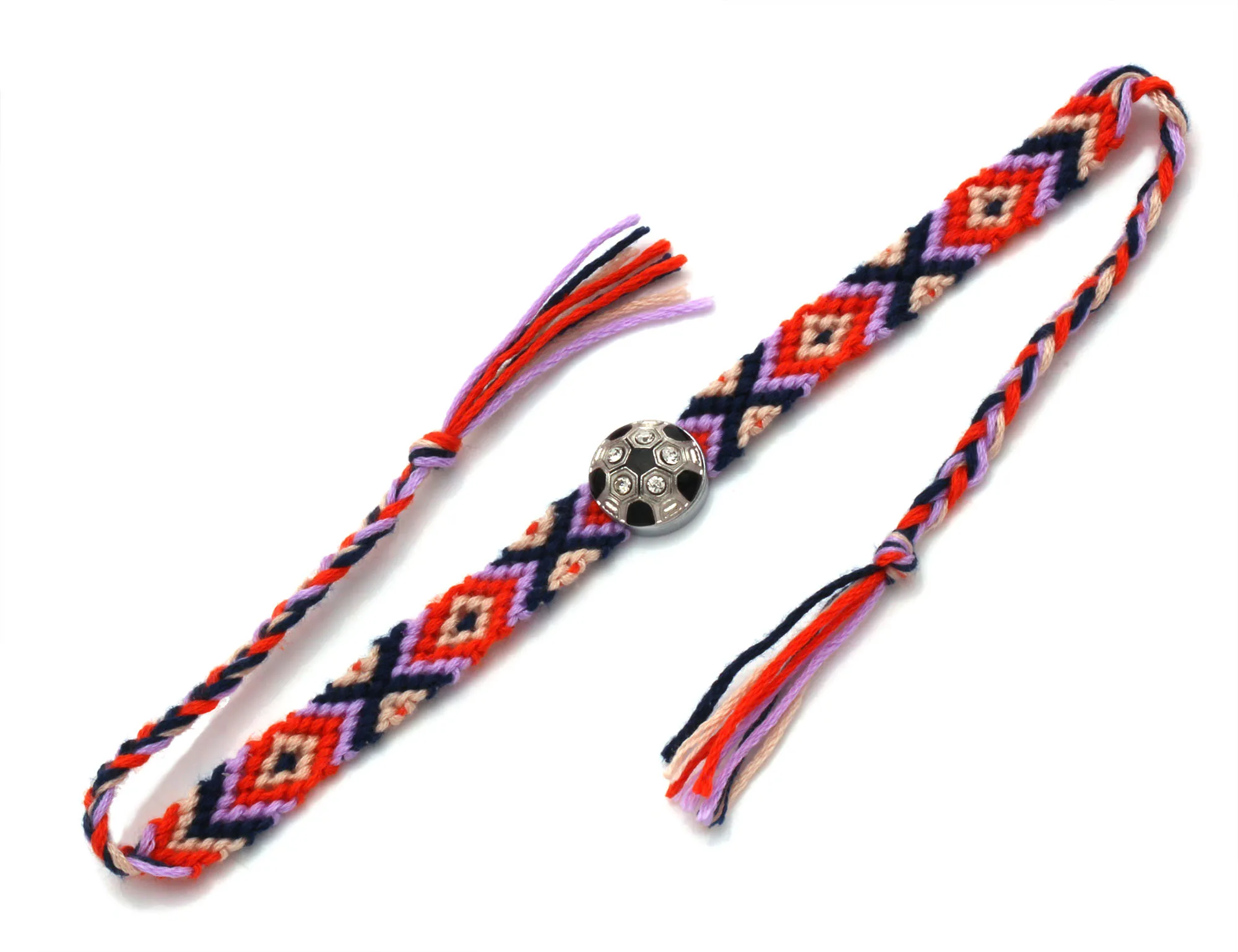 Boho сплав цинка футбол шарм тканый браслет дружбы женский мужской спортивный