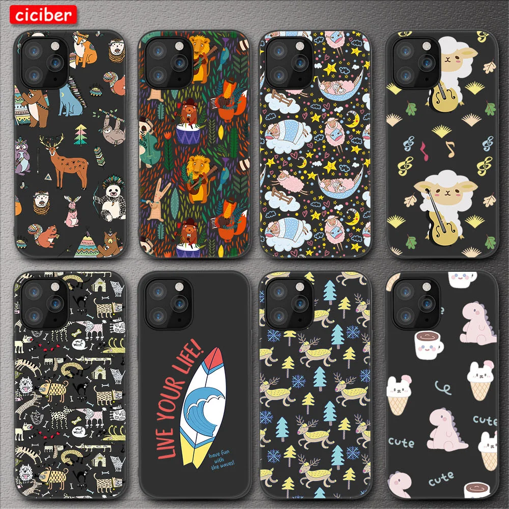 

Sheep Elk Case For iPhone 11 12 Pro Max Mini Cover for iPhone 11 X XR XS MAX 7 8 6 S Plus 5S SE 2020 Soft TPU Phone Back Fundas