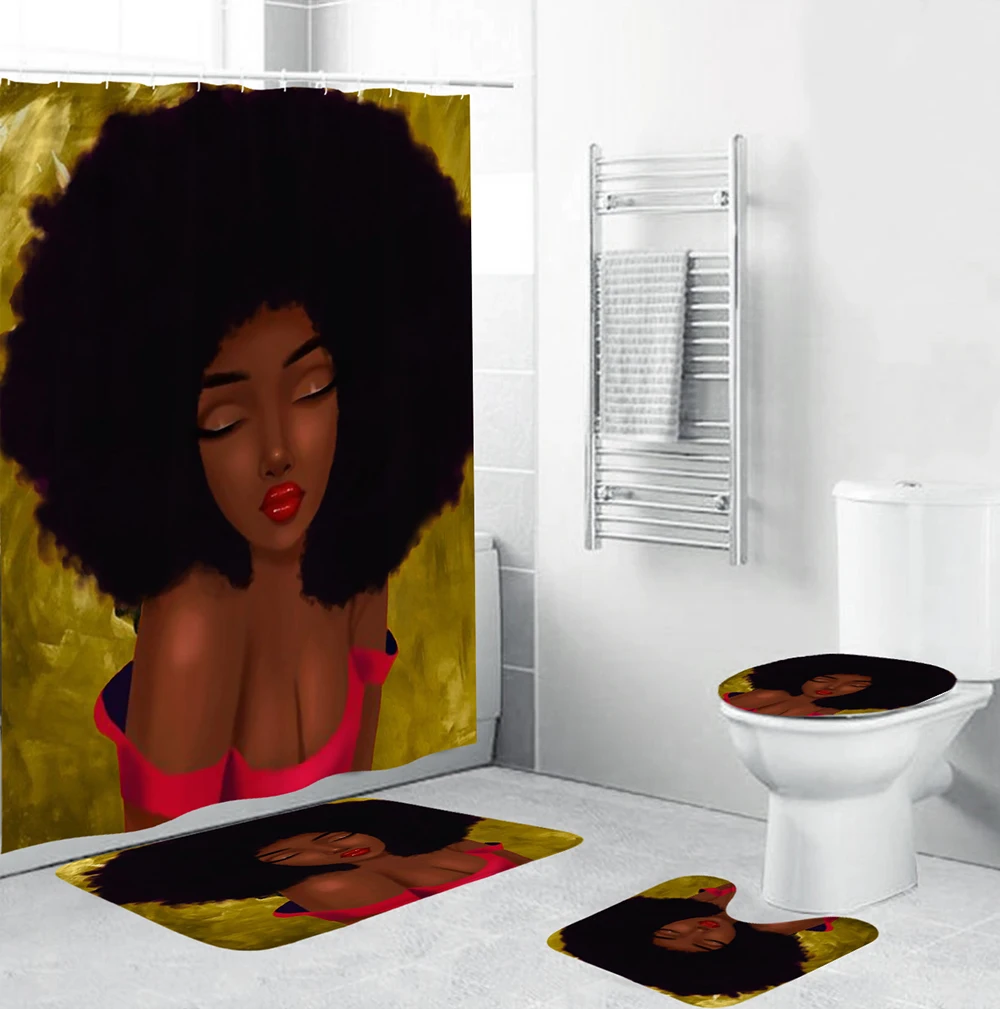 Занавеска для душа женщин в Африканском и американском стиле коврики ванной с