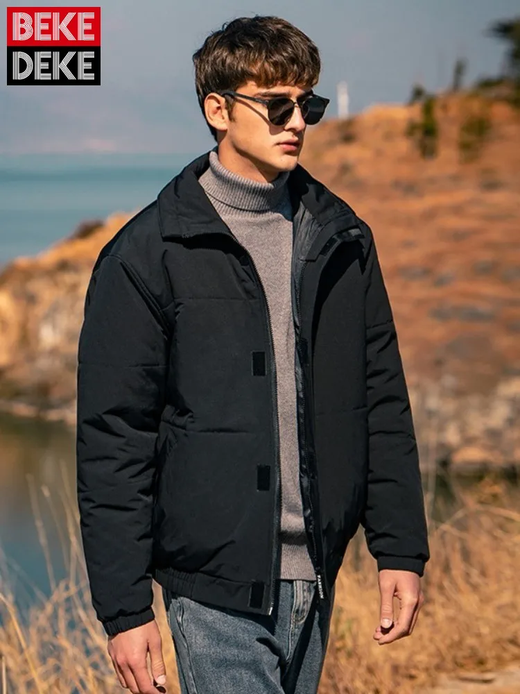 

Autumn Winter New Men Parkas Outdoor Leisure Solid Color Thick Warm Cotton Jackets Male Black Short Outwear Plus Size 3XL